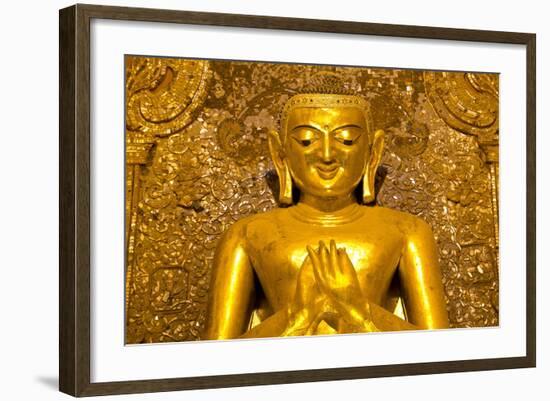 Golden Buddha Image Standing 33Ft Tall Inside Ananda Paya, Bagan, Myanmar (Burma), Southeast Asia-Lee Frost-Framed Photographic Print