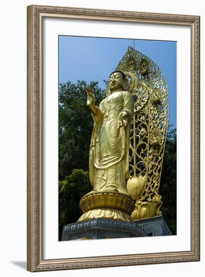 Golden Buddha in the Fortress of Suwon, UNESCO World Heritage Site, South Korea, Asia-Michael-Framed Photographic Print