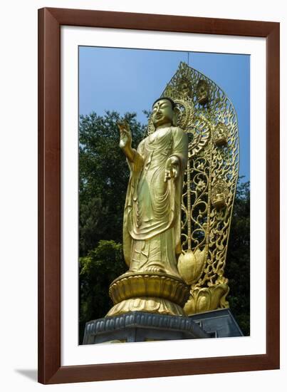 Golden Buddha in the Fortress of Suwon, UNESCO World Heritage Site, South Korea, Asia-Michael-Framed Photographic Print