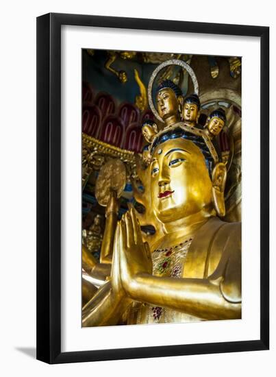 Golden Buddha in the Guandu Temple, Guandu, Taipei, Taiwan, Asia-Michael Runkel-Framed Photographic Print