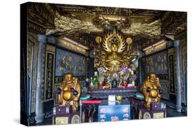 Golden Buddha in the Guandu Temple, Guandu, Taipei, Taiwan, Asia-Michael Runkel-Stretched Canvas