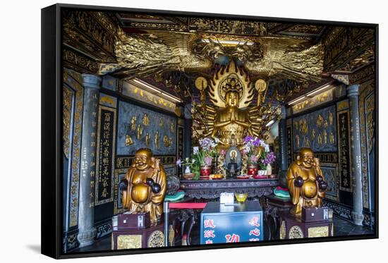 Golden Buddha in the Guandu Temple, Guandu, Taipei, Taiwan, Asia-Michael Runkel-Framed Stretched Canvas