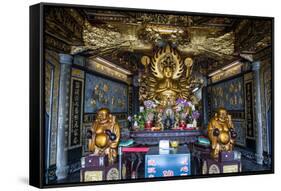 Golden Buddha in the Guandu Temple, Guandu, Taipei, Taiwan, Asia-Michael Runkel-Framed Stretched Canvas