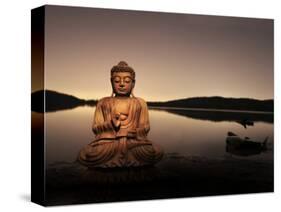 Golden Buddha Lakeside-Jan Lakey-Stretched Canvas