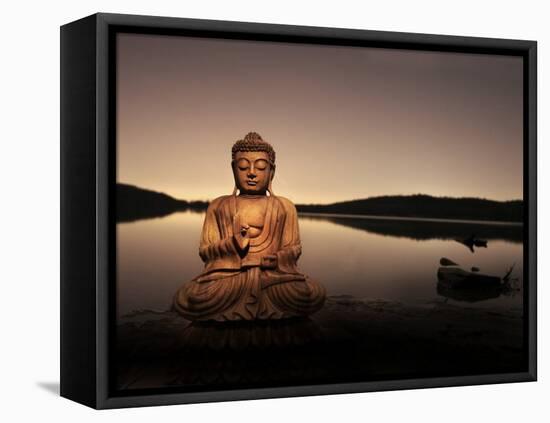 Golden Buddha Lakeside-Jan Lakey-Framed Stretched Canvas