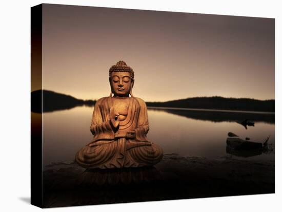 Golden Buddha Lakeside-Jan Lakey-Stretched Canvas