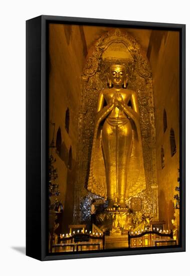 Golden Buddha Statue at Ananda Temple in Bagan, Myanmar-Harry Marx-Framed Stretched Canvas