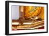 Golden Buddha statue, earth witness gesture, Wat Pho (Temple of the Reclining Buddha), Bangkok-Godong-Framed Photographic Print