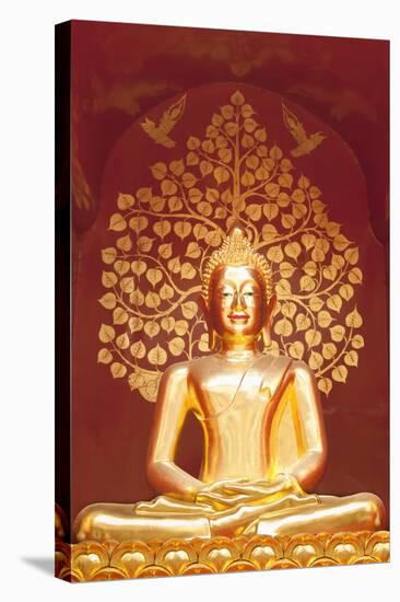 Golden Buddha Statue Inside the Chedi of Wat Phan On, Chiang Mai, Thailand-null-Stretched Canvas