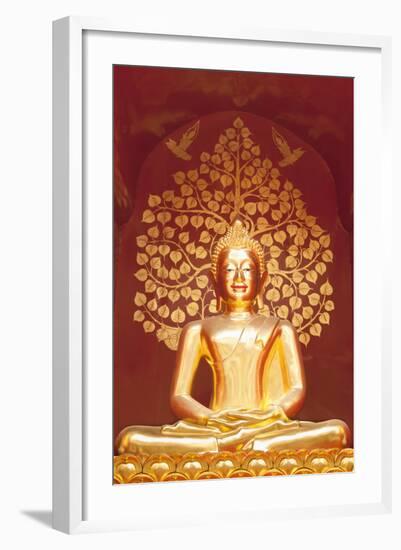 Golden Buddha Statue Inside the Chedi of Wat Phan On, Chiang Mai, Thailand-null-Framed Photographic Print