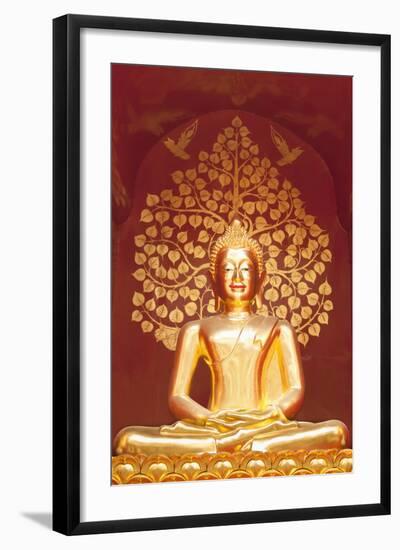 Golden Buddha Statue Inside the Chedi of Wat Phan On, Chiang Mai, Thailand-null-Framed Photographic Print