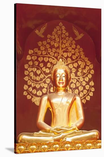 Golden Buddha Statue Inside the Chedi of Wat Phan On, Chiang Mai, Thailand-null-Stretched Canvas