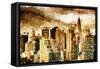 Golden Buildings - In the Style of Oil Painting-Philippe Hugonnard-Framed Stretched Canvas