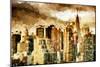 Golden Buildings - In the Style of Oil Painting-Philippe Hugonnard-Mounted Giclee Print