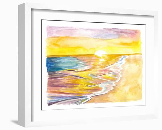 Golden Caribbean Sun Bathing in the Sea-M. Bleichner-Framed Art Print