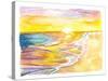 Golden Caribbean Sun Bathing in the Sea-M. Bleichner-Stretched Canvas