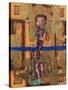 Golden child (oil on cabinet door)-Aaron Bevan-Bailey-Stretched Canvas