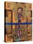 Golden child (oil on cabinet door)-Aaron Bevan-Bailey-Stretched Canvas