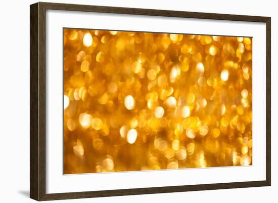 Golden Christmas Bokeh Background-nikkytok-Framed Photographic Print