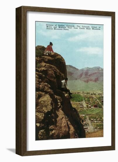 Golden, CO, View of Town, CO School of Mines and Midland Trail from Castle Rock Mt.-Lantern Press-Framed Art Print