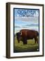 Golden, Colorado - Bison Scene-Lantern Press-Framed Art Print