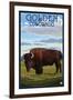 Golden, Colorado - Bison Scene-Lantern Press-Framed Art Print