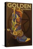 Golden, Colorado - Boot and Star-Lantern Press-Stretched Canvas