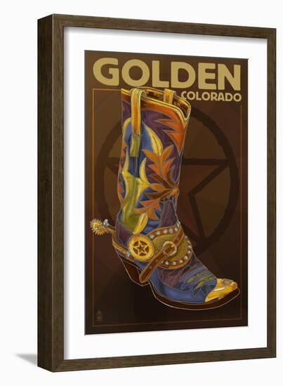 Golden, Colorado - Boot and Star-Lantern Press-Framed Art Print