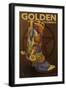 Golden, Colorado - Boot and Star-Lantern Press-Framed Art Print