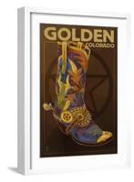 Golden, Colorado - Boot and Star-Lantern Press-Framed Art Print