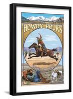 Golden, Colorado - Cowboy Montage-Lantern Press-Framed Art Print