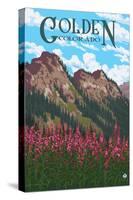 Golden, Colorado - Fireweed and Mountains-Lantern Press-Stretched Canvas