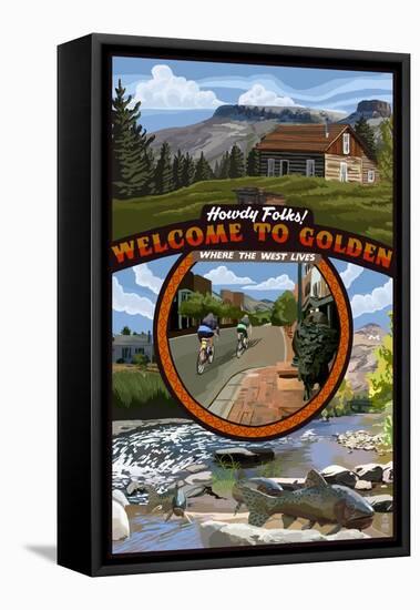 Golden, Colorado Town Scenes-Lantern Press-Framed Stretched Canvas