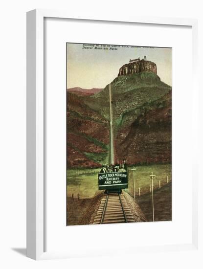 Golden, Colorado, View of Castle Rock Mt. and Incline Railway to the Top-Lantern Press-Framed Art Print