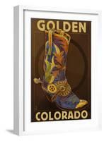 Golden, Colordao - Cowboy Boot-Lantern Press-Framed Art Print