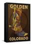 Golden, Colordao - Cowboy Boot-Lantern Press-Framed Stretched Canvas