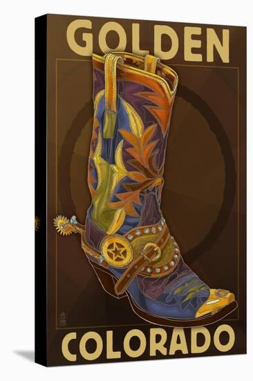 Golden, Colordao - Cowboy Boot-Lantern Press-Stretched Canvas