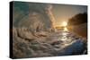 Golden Dawn-Shorebreak at sunrise, Breaking ocean wave, Kauai, Hawaii-Mark A Johnson-Stretched Canvas