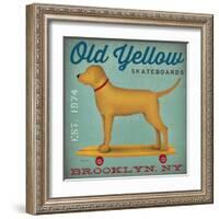 Golden Dog on Skateboard-Ryan Fowler-Framed Art Print