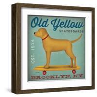 Golden Dog on Skateboard-Ryan Fowler-Framed Art Print