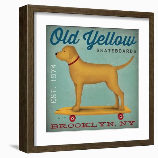 Golden Dog on Skateboard-Ryan Fowler-Framed Art Print