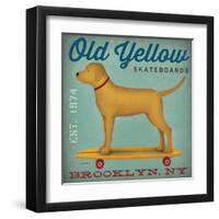 Golden Dog on Skateboard-Ryan Fowler-Framed Art Print