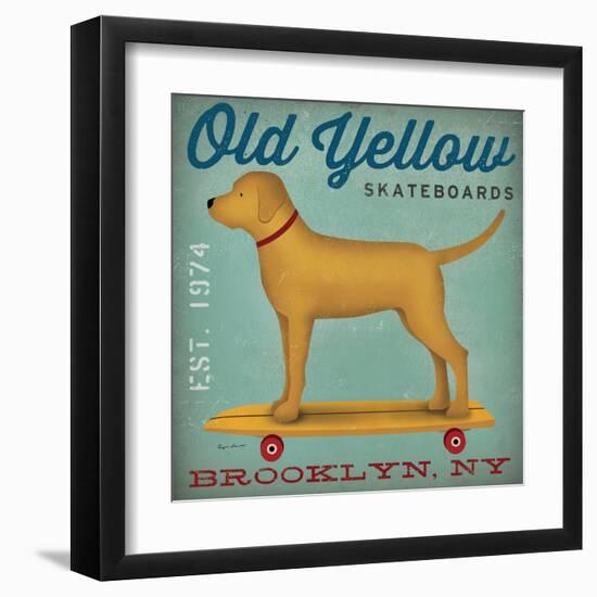 Golden Dog on Skateboard-Ryan Fowler-Framed Art Print