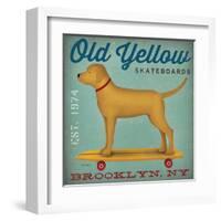 Golden Dog on Skateboard-Ryan Fowler-Framed Art Print