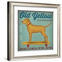 Golden Dog on Skateboard-Ryan Fowler-Framed Art Print