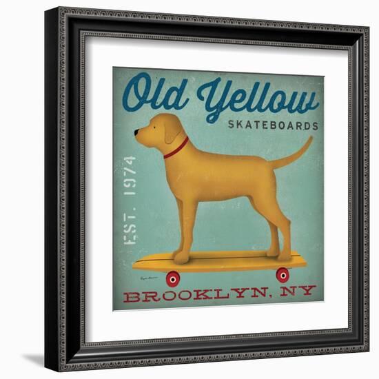 Golden Dog on Skateboard-Ryan Fowler-Framed Art Print