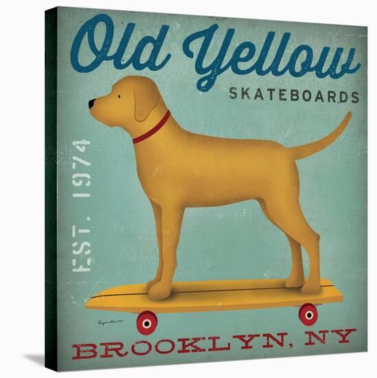 Golden Dog on Skateboard-Ryan Fowler-Stretched Canvas