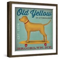 Golden Dog on Skateboard-Ryan Fowler-Framed Art Print