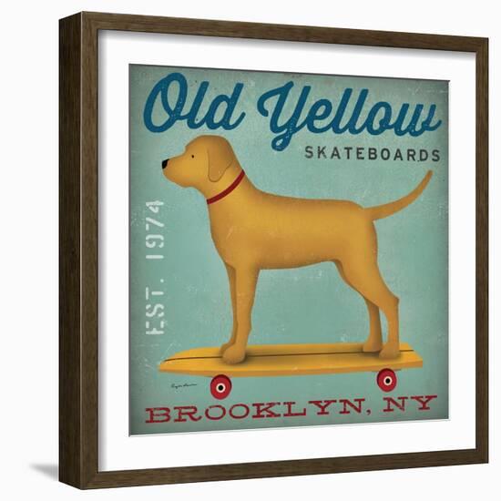 Golden Dog on Skateboard-Ryan Fowler-Framed Art Print