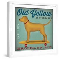 Golden Dog on Skateboard-Ryan Fowler-Framed Art Print